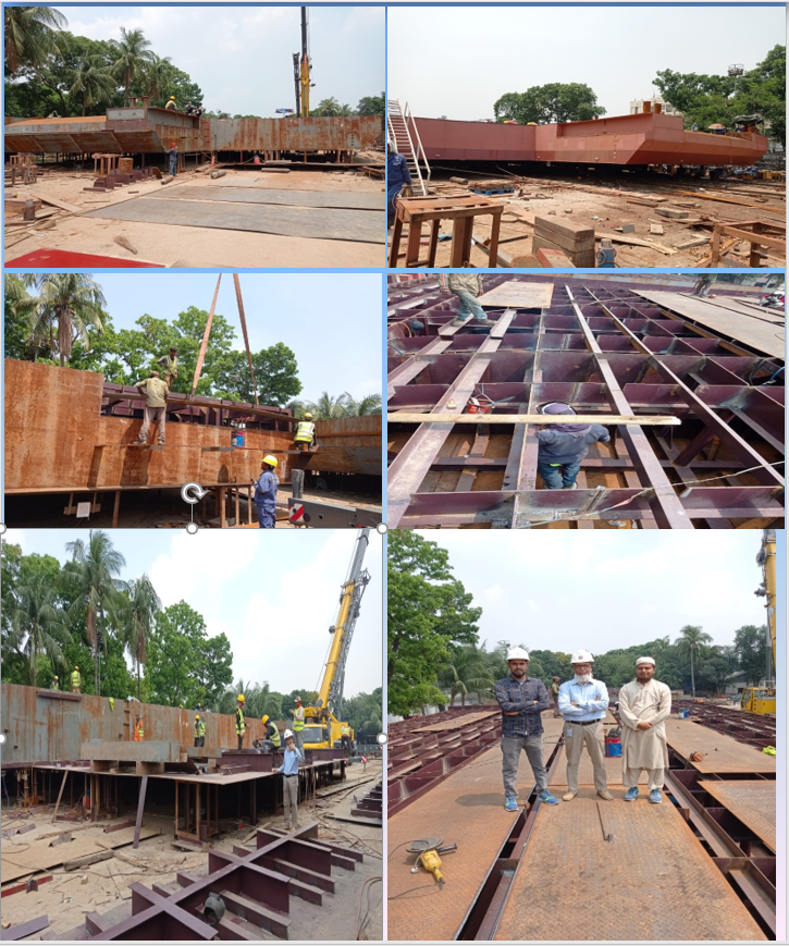 STEEL CONSTRUCTION OF RO RO FERRY PONTOON WORK IN PROGRESS CLIENT: DOCKYARD & ENGINEERING WORKS, BD NAVY